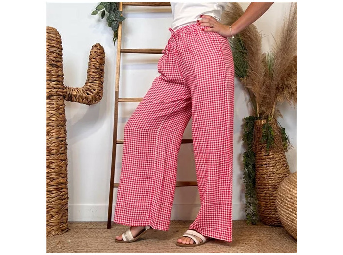 L759- Pantalon Vichy (Tu) 🇮🇹 (rouge)