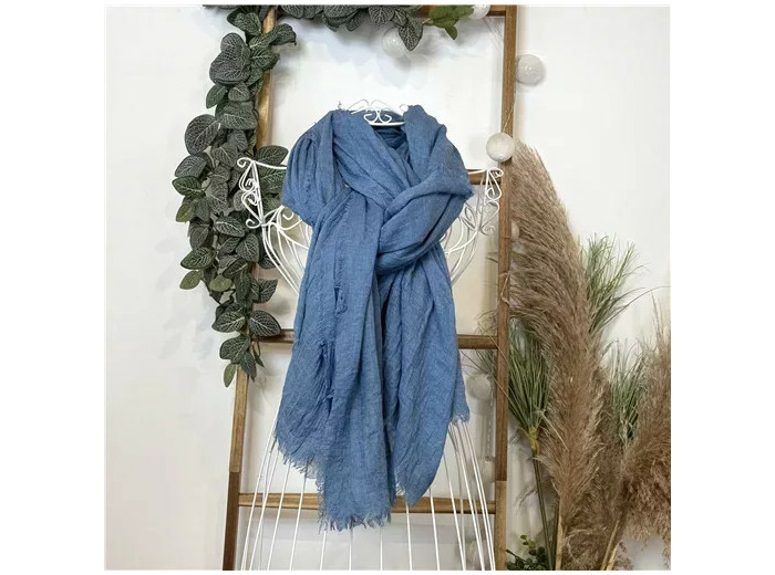 Y520- Foulard uni large (bleu jeans)