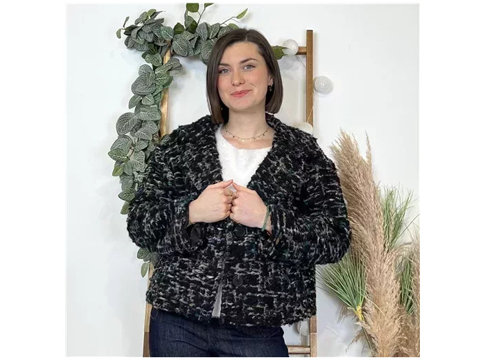 K681- Veste Laine Chiné (Tu)  🇮🇹 (noir)