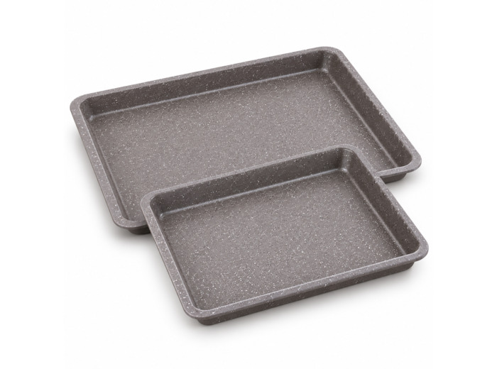 Lot de 2 plaques de cuisson Royal Swiss – Antiadhésives effet marbre