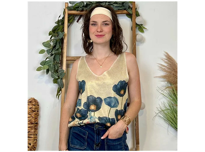K117- Top imprimé Lurex (Tu) 🇮🇹 (multicolore)