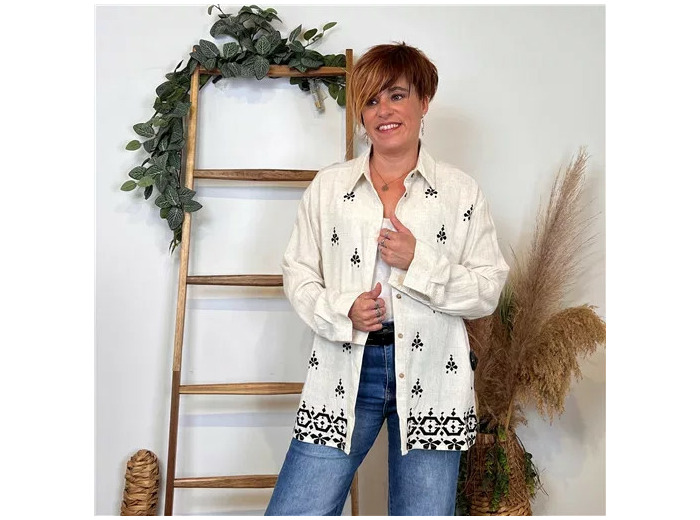 K259- Blouse « Version Féminin » (T36-T40) (beige)