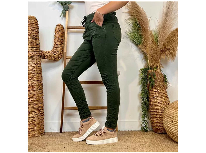 P070- Jean Melly.and.Co Taille élastiquée (Xs-Xl) (vert sapin)