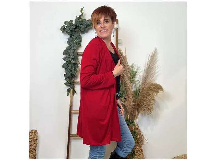 L383- Gilet mi-long (Tu) (rouge)