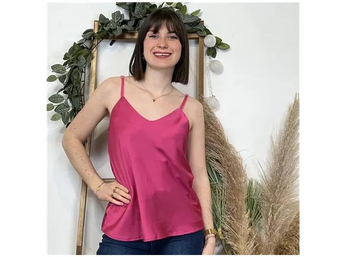 K292- Top Soyeux uni (Tu) 🇮🇹 (fuchsia)