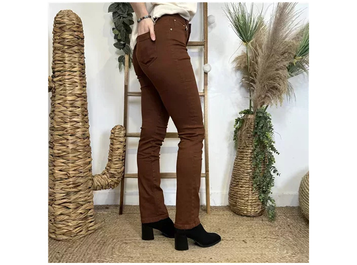 O514- Jean Droit Voggo coloré T36-T44 (cognac)
