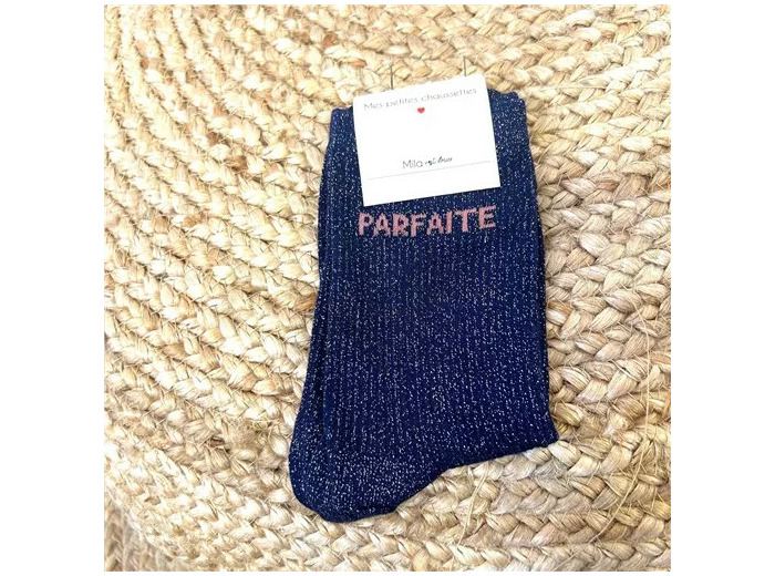 V313- Chaussettes paillettes "Parfaite" (marine)