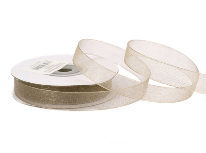 Ruban organza 12 mm de large bobine de 25 metres de long taupe
