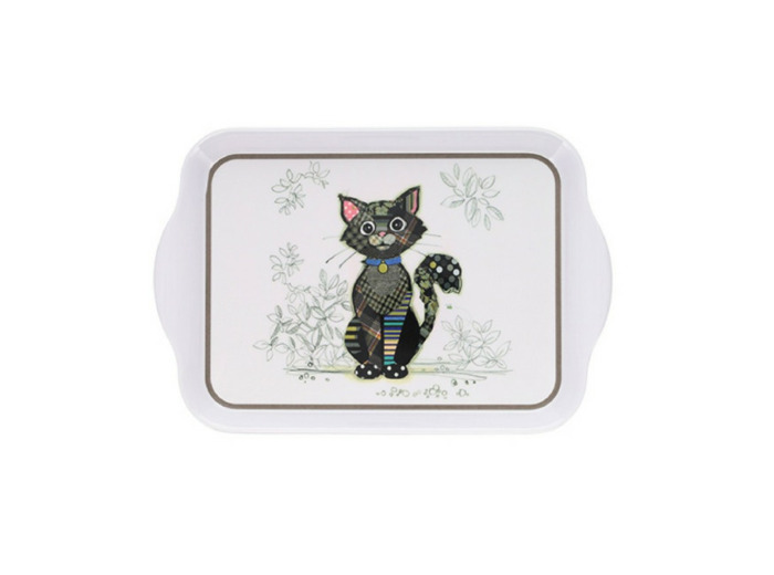 Mini plateau avec des animaux - motif chat noir - mélamine de qualité - taille mini 14*21 CM Les mini plateaux existent avec de nombreux autres motifs