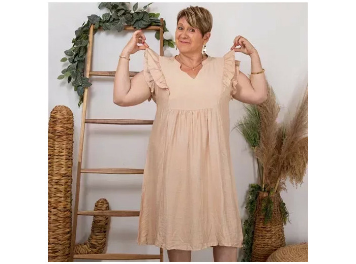 Z323- Robe Chisty unie (T44-T52) (beige)