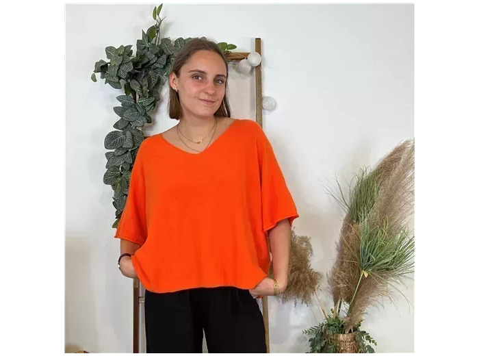 K545- Pull loose Crop-Top (Tu) (orange)