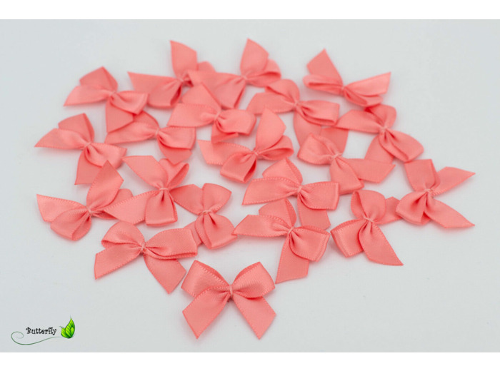 sachet de 20 nœuds en satin de belle qualite corail