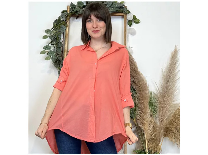 K503- Chemise fluide coton (Tu) 🇮🇹 (corail)