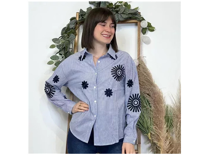 K305- Chemisier "Maëlle" 🌼 (T36-T40) (bleu indigo)