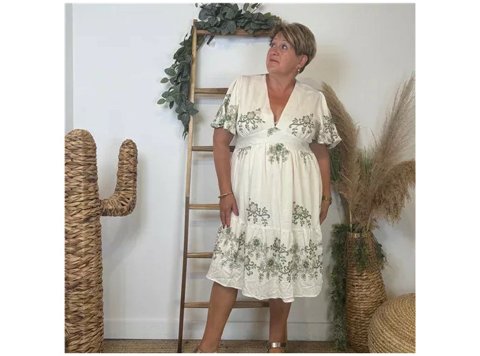 K152- Robe Bohême "By One" (T40-T48) (beige)