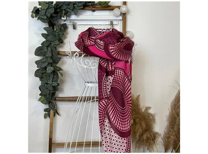 Y540- Foulard motif cercles (fuchsia)