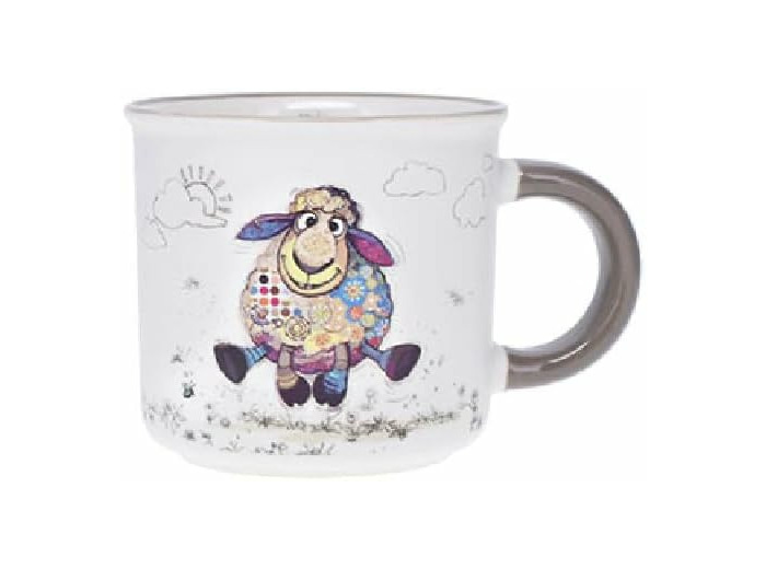 KIUB Mini tasse expresso - motif mouton qui court - porcelaine fine - contenance 125ML et hauteur 6,5CM