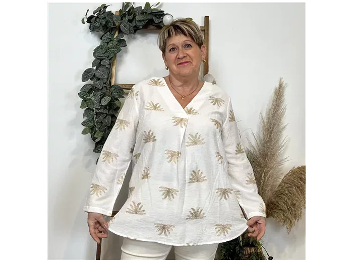 K820- Blouse brodée Christy (T44-T52) (blanc)