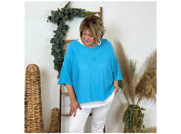 K800- Pull Crop Top Emporium (GT) (bleu turquoise)
