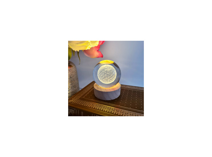 Boule de cristal Fleur de Vie 6 cm