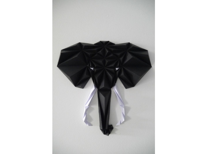 Éléphant Noir en 3D - 25x25cm