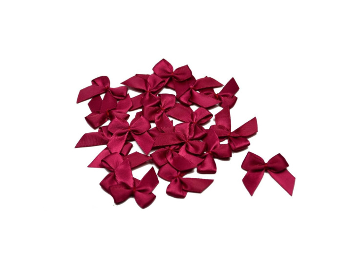 sachet de 20 nœuds en satin de belle qualite bordeaux