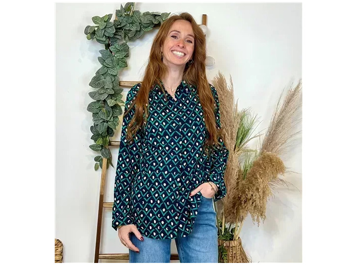 K751- Chemisier By.one Ginkgo (T36-T40) (marine)