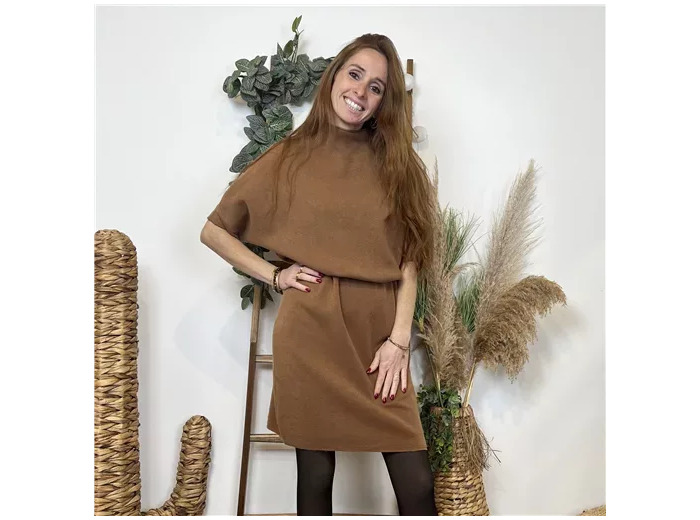 K706- Robe pull ceinturée (Tu) 🇮🇹 (camel)