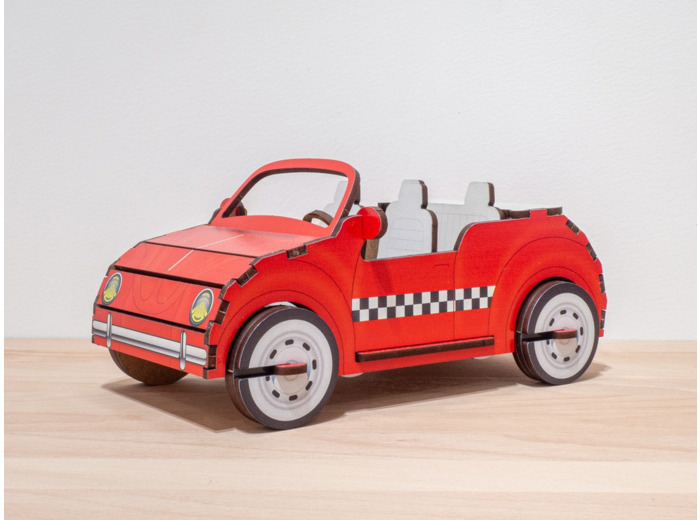 Voiture Décapotable en Bois - Rouge