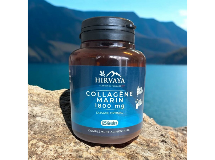 Collagène Marin 1800 mg Dosage Optimal Ni Gluten Ni Lactose 125 Gélules Fabriqué en France Attesté Direction générale de l'alimentation Française. Prolonge la jeunesse et l'hydratation de la peau.