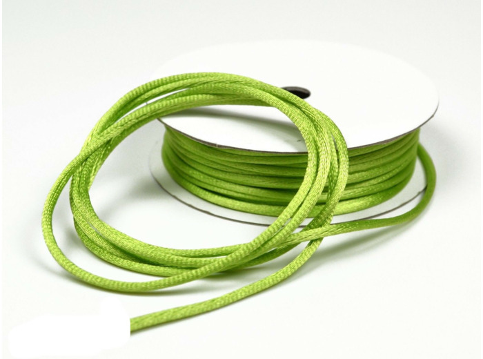 Cordon queue de rat 2 mm d'épaisseur bobine de 10 metres colori vert
