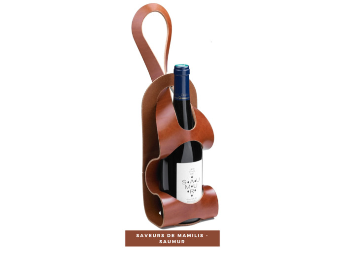 Porte bouteille 100% cuir La Bouclée Originale Marron Gold