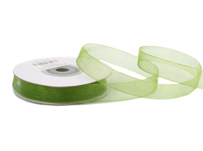 Ruban organza 12 mm de large bobine de 25 metres de long vert kaki