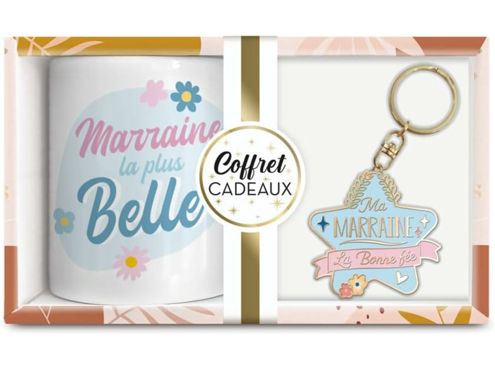 STC coffret mug et porte clés "Marraine"