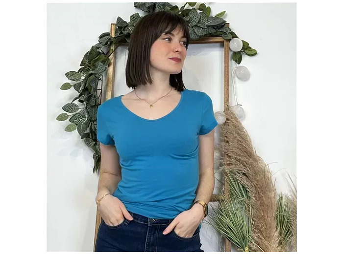 K319- T-Shirt Coline (T36-T44) (bleu turquoise)