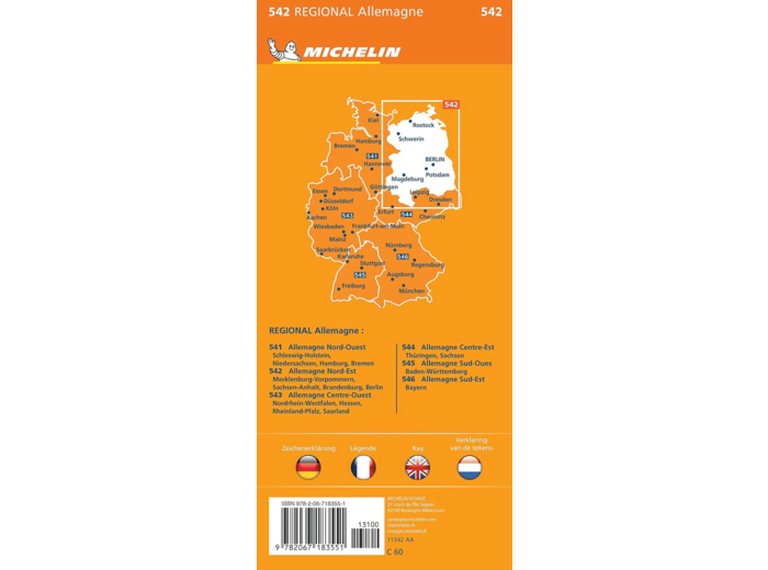 CARTE REGIONALE ALLEMAGNE NORD-EST