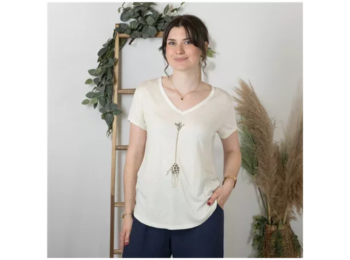 K177- T-Shirt « Girafe» (Tu) 🇮🇹 (beige)