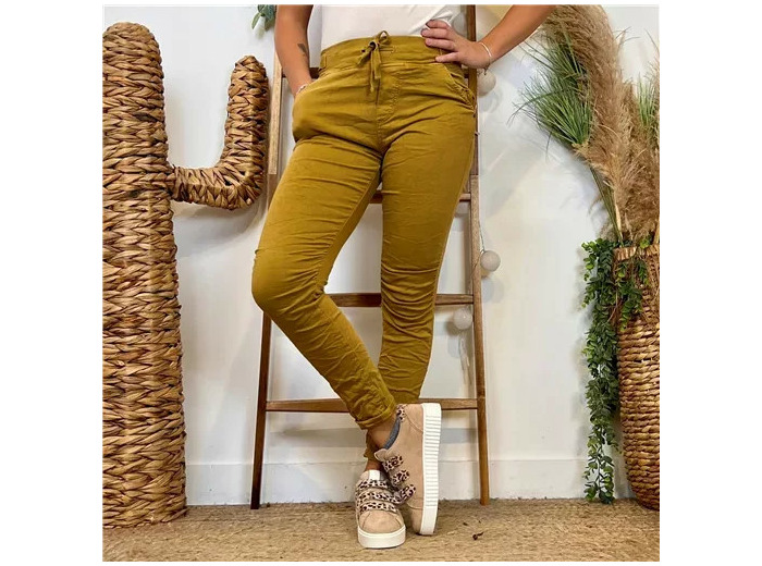 P070- Jean Melly.and.Co Taille élastiquée (Xs-Xl) (moutarde)