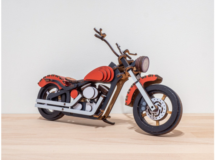 Moto en Bois - Rouge