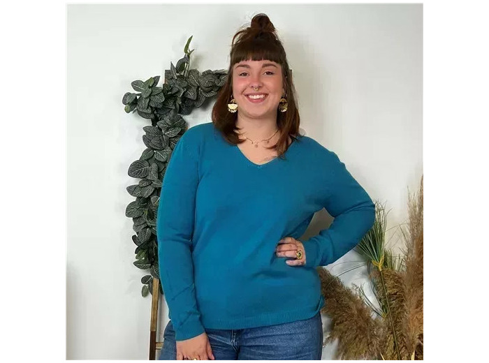 Y259- Pull Laine Cachemire "Tricotonic" (les T34&48) (bleu canard)