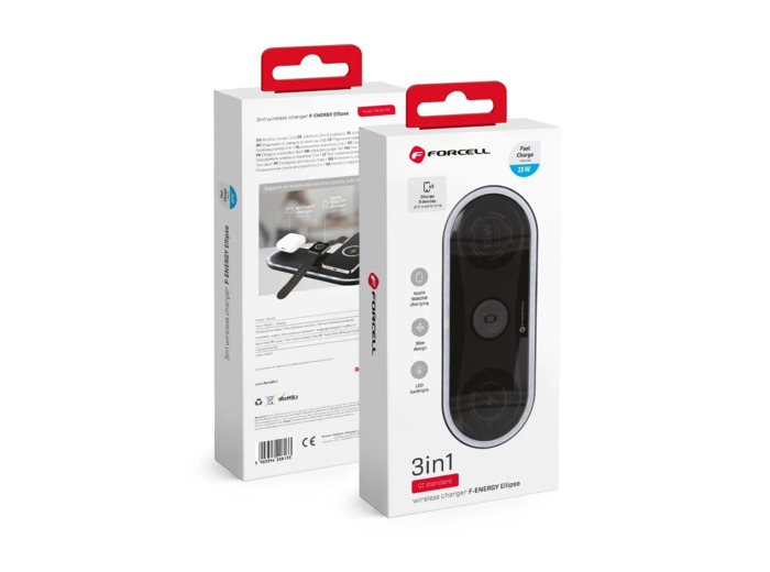 FORCELL F-ENERGY Ellipse 3-en-1 Quick Charge 15W Chargeur rapide par induction
