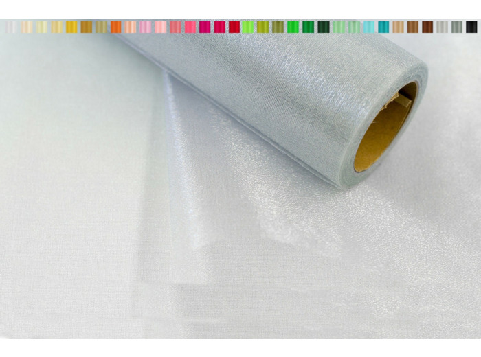 Tissus organza 16 cm de large 9 metres de long colori gris