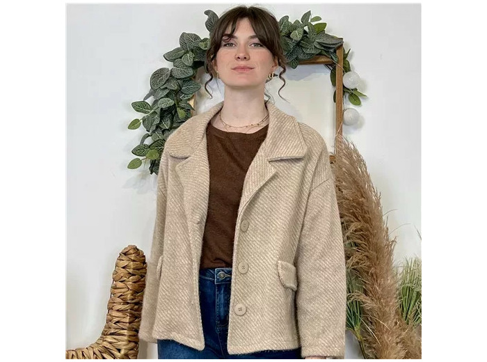 K054- Veste courte chevron (Tu) 🇮🇹 (beige)