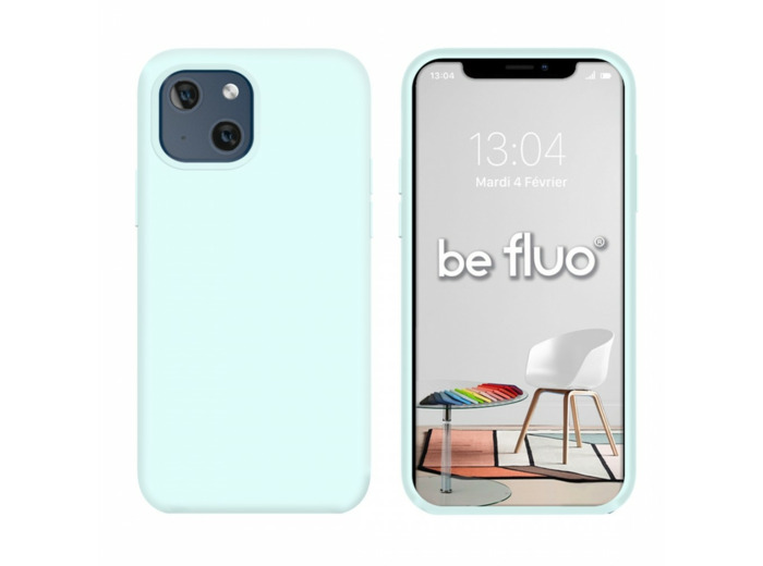 Coque Silicone Moxie BeFluo Fine et Légère pour iPhone 14 Plus, Intérieur Microfibre - Bleu glacier