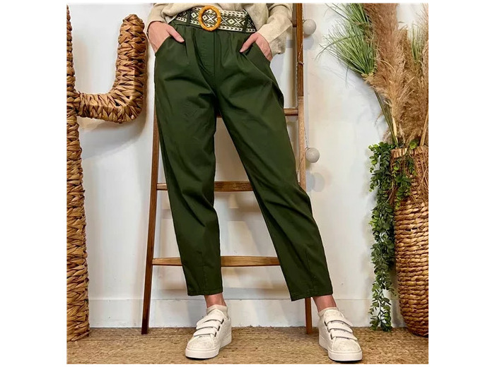 L750- Pantalon coupe fuseau (TU) 🇮🇹 (kaki)