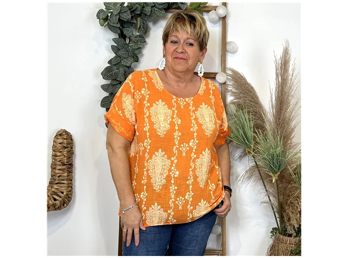 L469- Tunique imprimé cachemire (Tu) 🇮🇹 (orange)