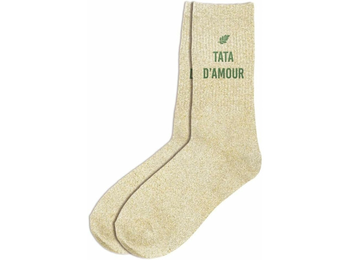 STC - Paire DE Chaussettes Paillettes Tata d'amour Femme
