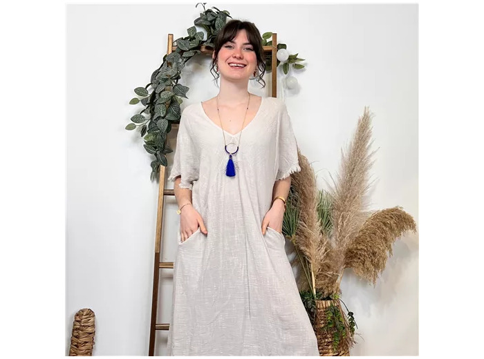 K340- Robe coton délavé (Tu) 🇮🇹 (beige)