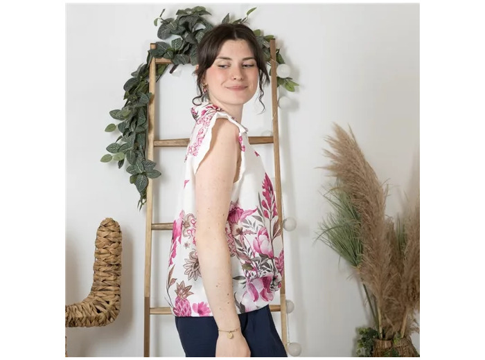 K205- Blouse Fleurie (Tu) 🇮🇹 (fuchsia)