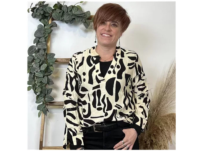 K612- Blouse marbrée "Akoz" (noir)